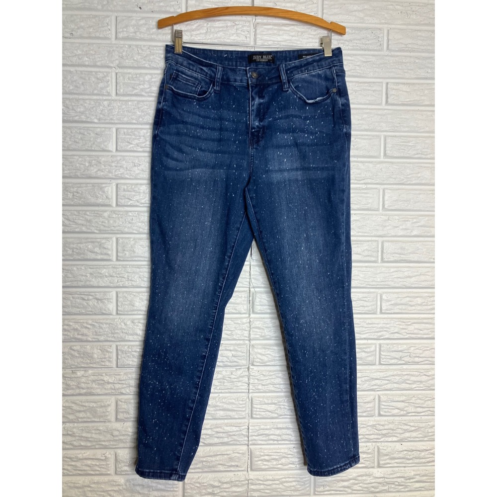 Judy Blue Relaxed Fit Jeans Womens 13/31 Blue Excellent Paint Splatter High Rise